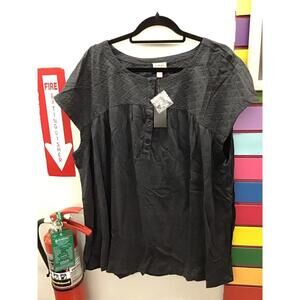 Logo Lori Goldstein womens eyelet blouse size 2X dark grey new JCPenney